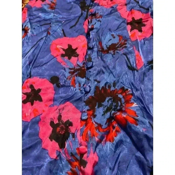 Topshop Floral Print Button Down Puff Sleeve Mini Dress Size 2 - Picture 10 of 11